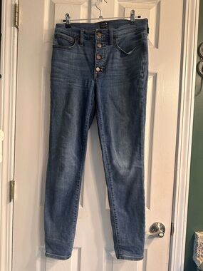 J. Crew Women's Skinny Button-Fly Jeans in Medium Blue Wash